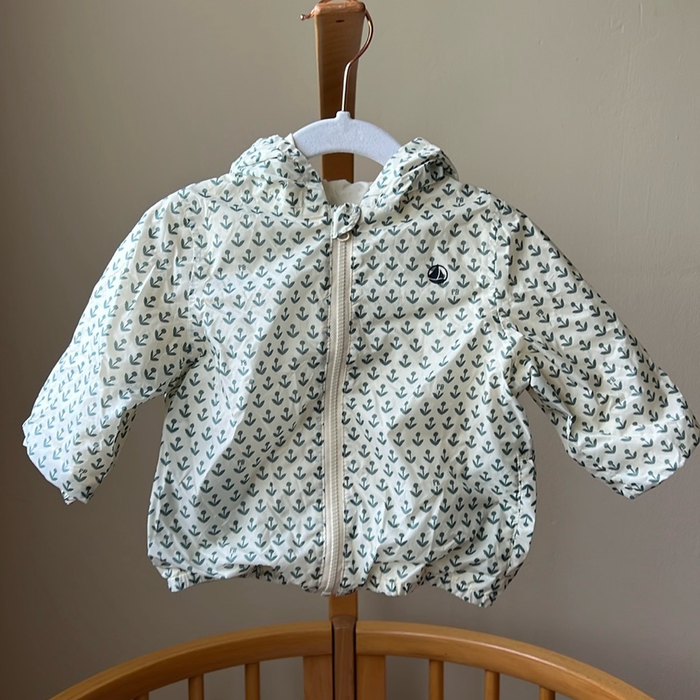 Petit Bateau rain jacket, with warm lining, size 12m